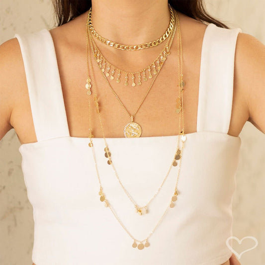 Choker Piuka Kami Zircônias e Medalhinhas Folheada a Ouro 18k