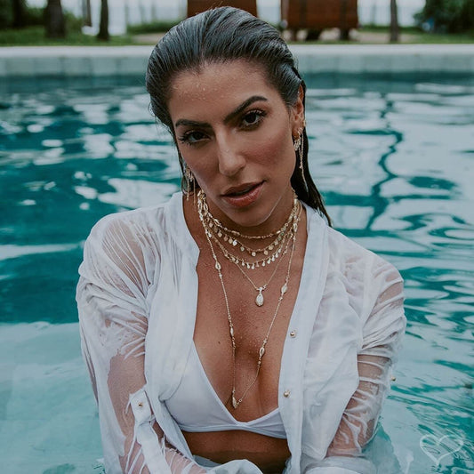 Choker Piuka Flora Corações e Gotas Folheada a Ouro 18k