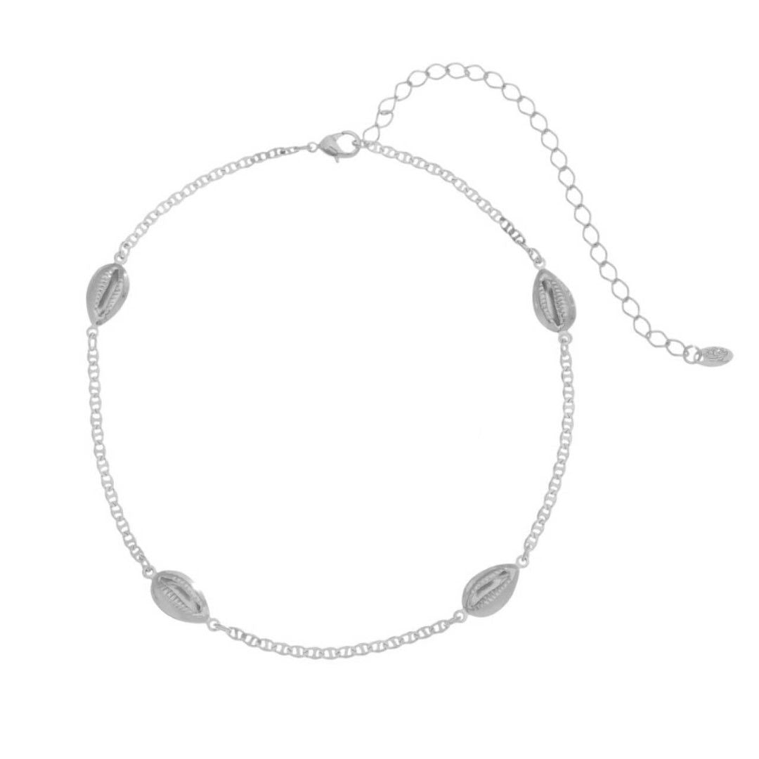 Choker Piuka Aquata Búzios Folheada em Ródio Branco