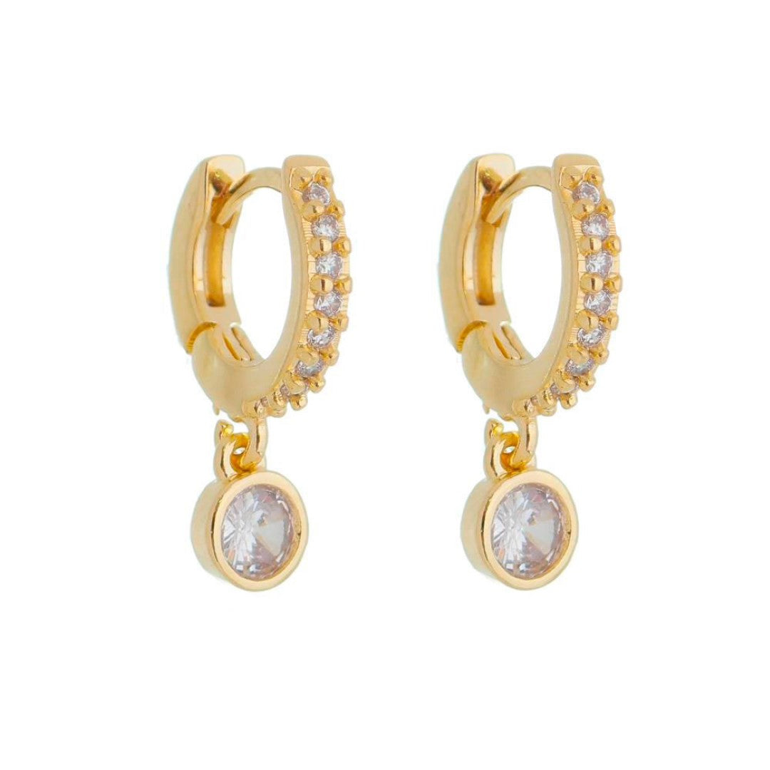 Brinco Argolinha Filipa Zircônia e Ponto de Luz Folheado a Ouro 18k