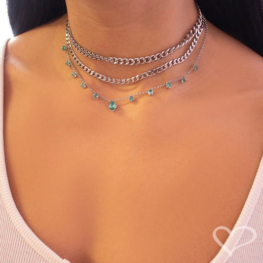 Choker Piuka Muriel Zircônias Turmalina Folheada em Ródio Branco