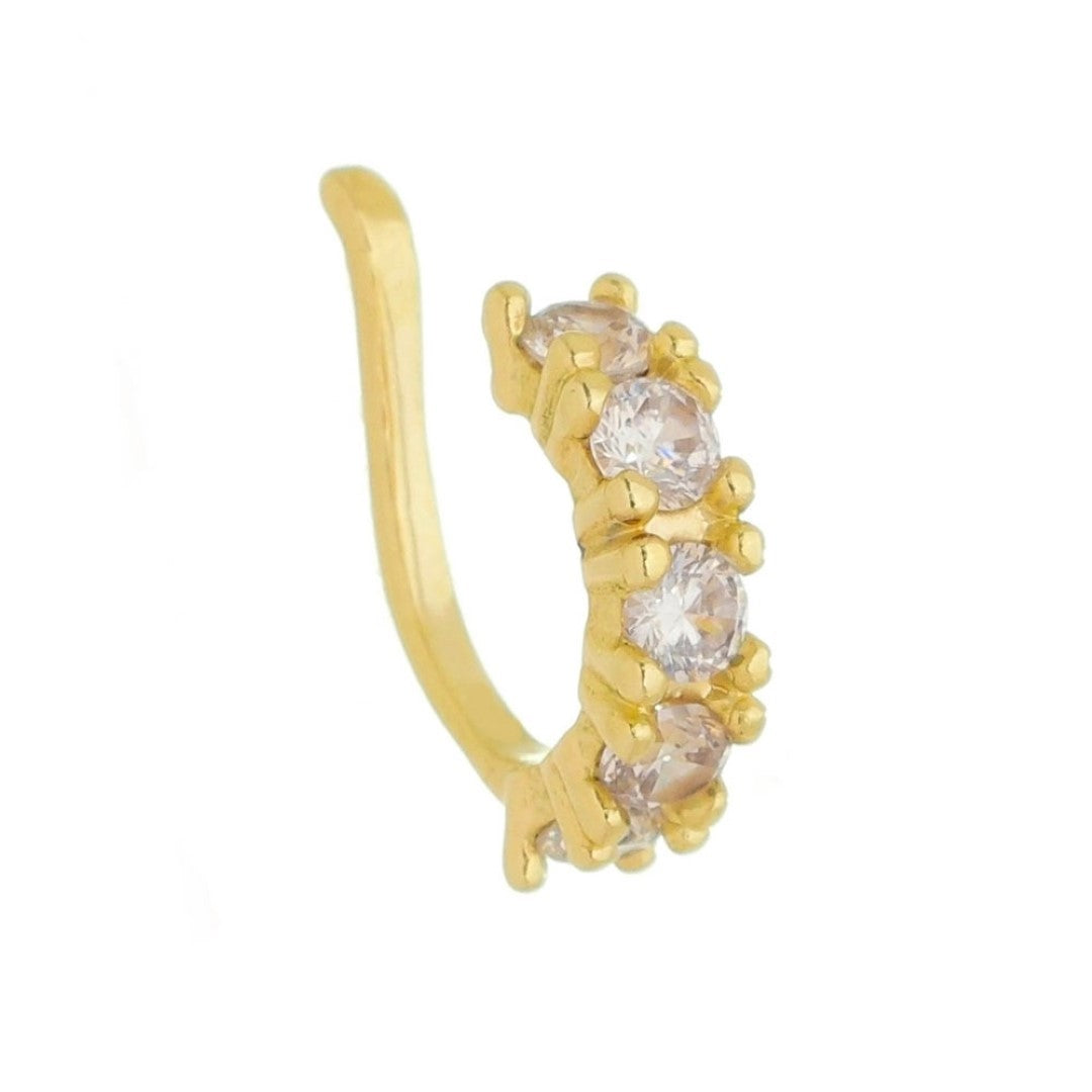 Piercing de Pressão Nana Zircônias Cristal Folheado a Ouro 18k