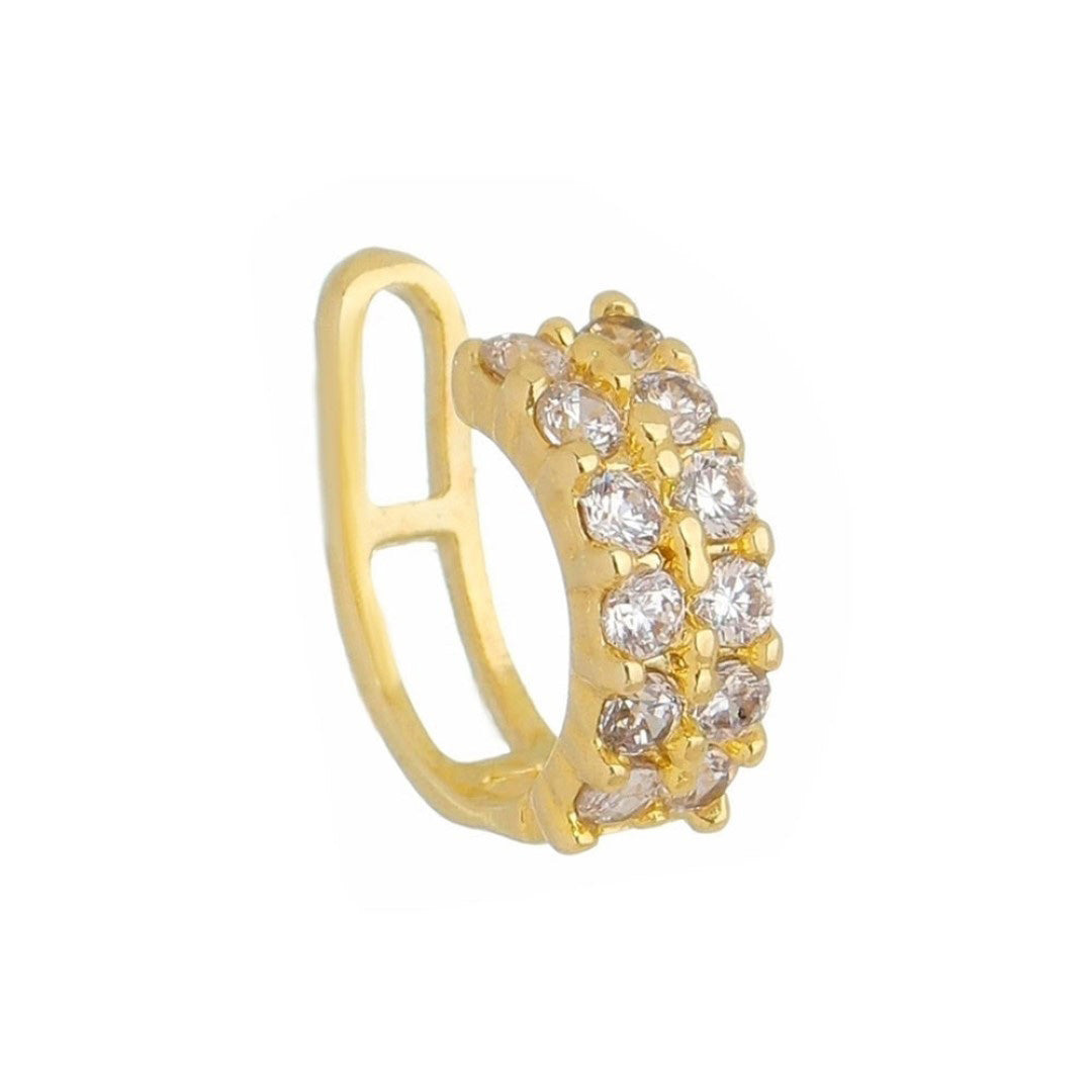 Piercing de Pressão Mimi Duas Fileiras Zircônias Cristal Folheado a Ouro 18k