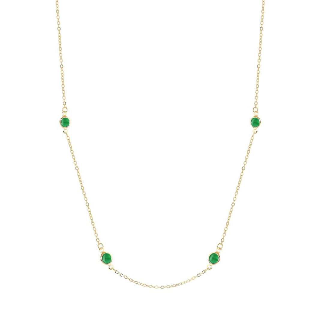 Colar Longo Piuka Tessa Zircônias Esmeralda Folheado a Ouro 18k