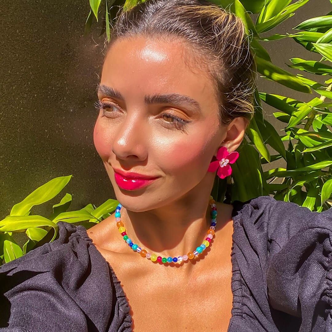 Brinco Piuka Flor Magnólia Pink