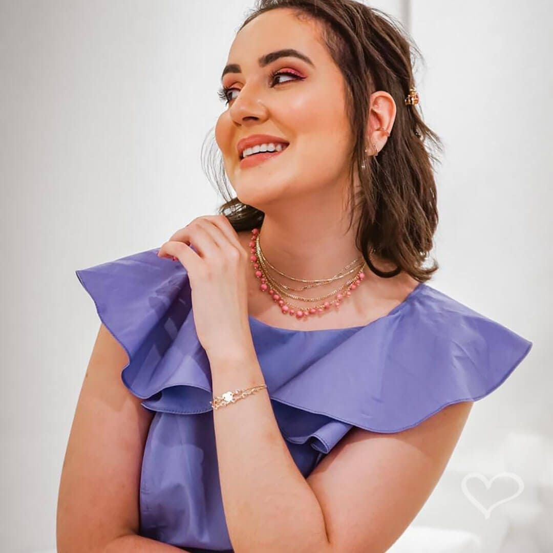 Piercing de Pressão Piuka Ivy Argola Zircônia Pink Folheado a Ouro 18k