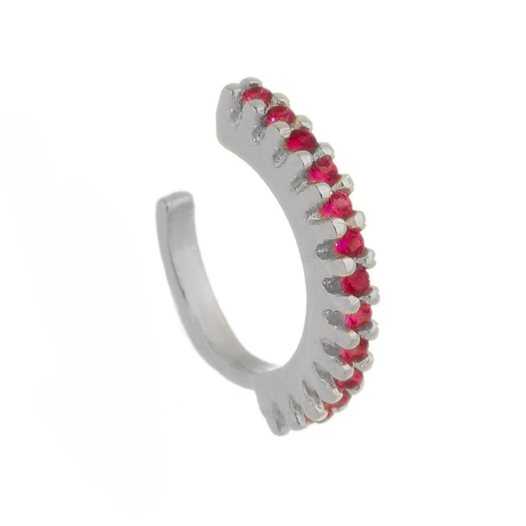 Piercing de Pressão Piuka Ivy Argola Zircônia Pink Folheado em Ródio Branco