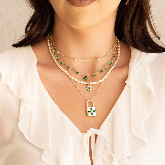 Choker Zircônias Esmeralda Folheada a Ouro 18k Muriel