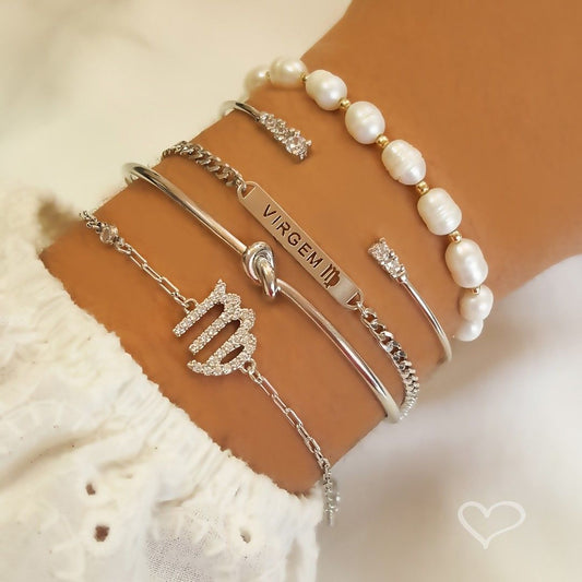 Bracelete Feminino Folheado em Ródio Branco Nó Manu