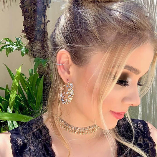 Brinco de Argola Flor Íris Prata