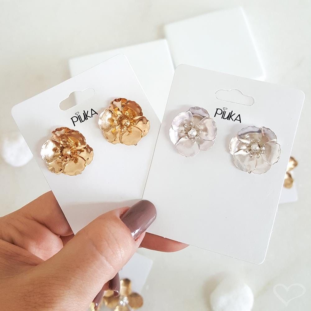 Brinco de Flor Petúnia Prata