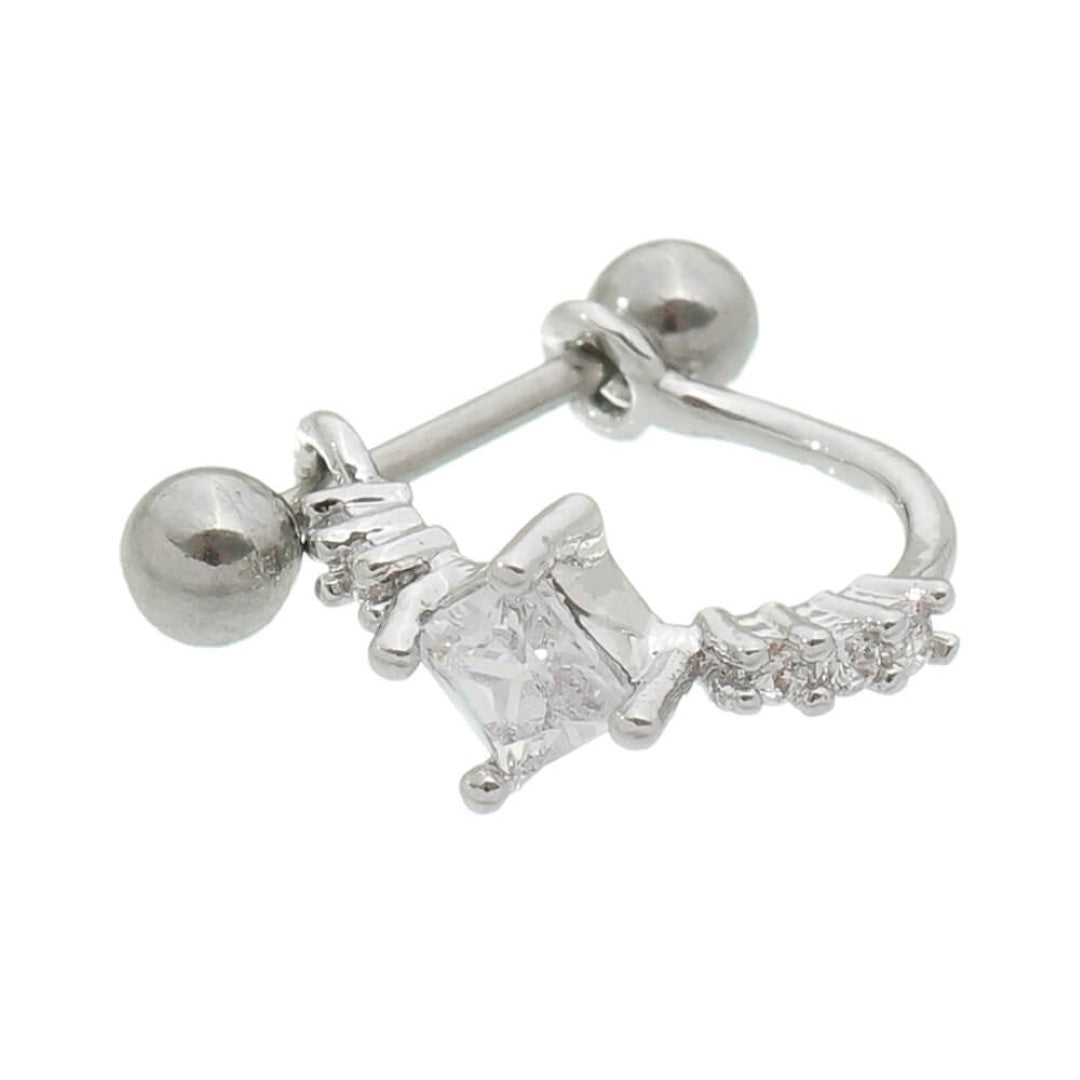 Piercing de Furo Piuka Argola 8mm com Haste Mabelli Zircônias Prata