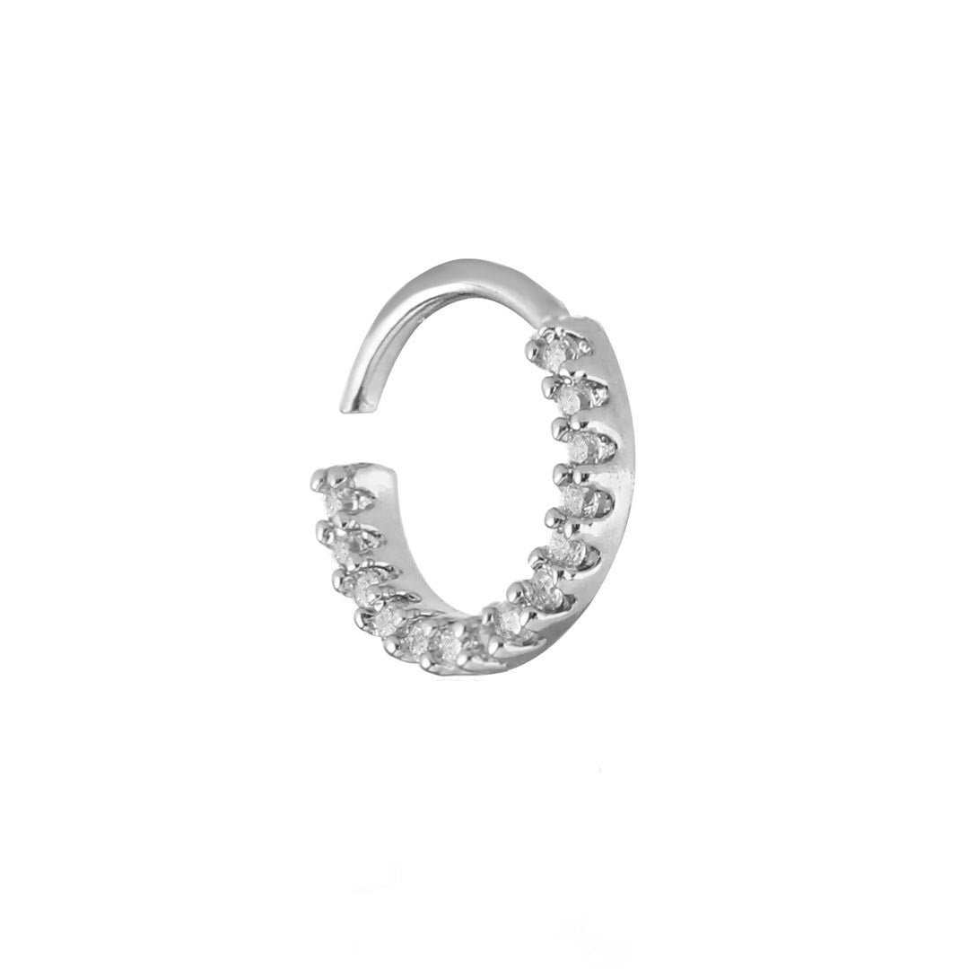 Piercing de Furo Piuka Argola Torção 8mm Lenka Zircônias Prata