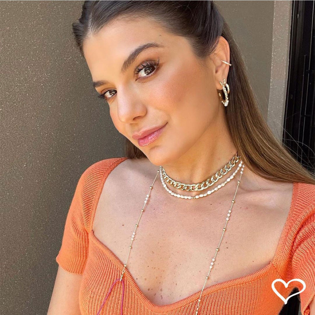 Choker Piuka Cami Elos Grumet Folheada a Ouro 18k