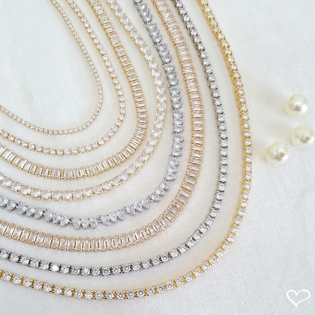 Choker Piuka Riviera Chiara Zircônias Média Cristal Folheada a Ouro 18k