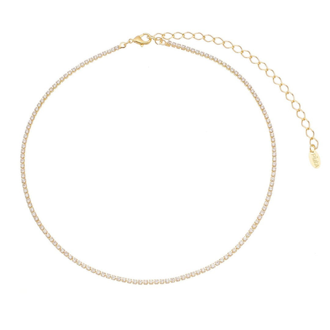 Choker Piuka Riviera Chiara Mini Zircônias Cristal Folheada a Ouro 18k