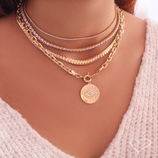 Choker Piuka Riviera Chiara Mini Zircônias Cristal Folheada a Ouro 18k