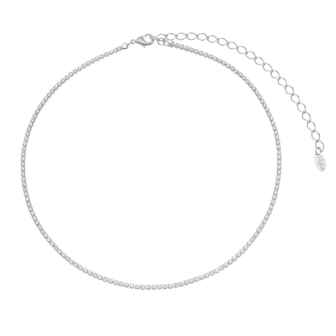 Choker Piuka Riviera Chiara Mini Zircônias Cristal Folheada em Ródio Branco