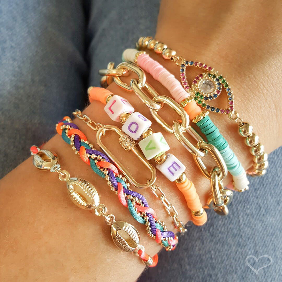 Pulseira Olho Grego Zircônias Coloridas Folheada a Ouro 18k Rebeca
