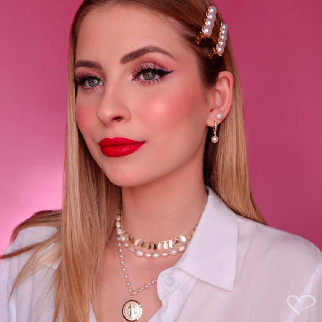 Choker Medalha São Bento Pérolas Folheado a Ouro 18k