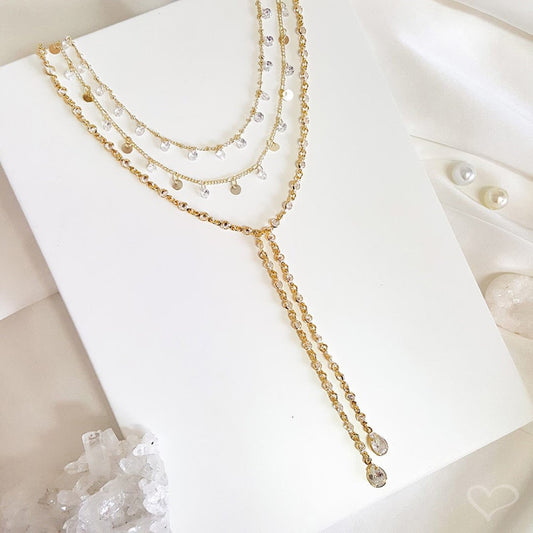 Colar Gravatinha Shine Zircônias Folheado a Ouro 18k