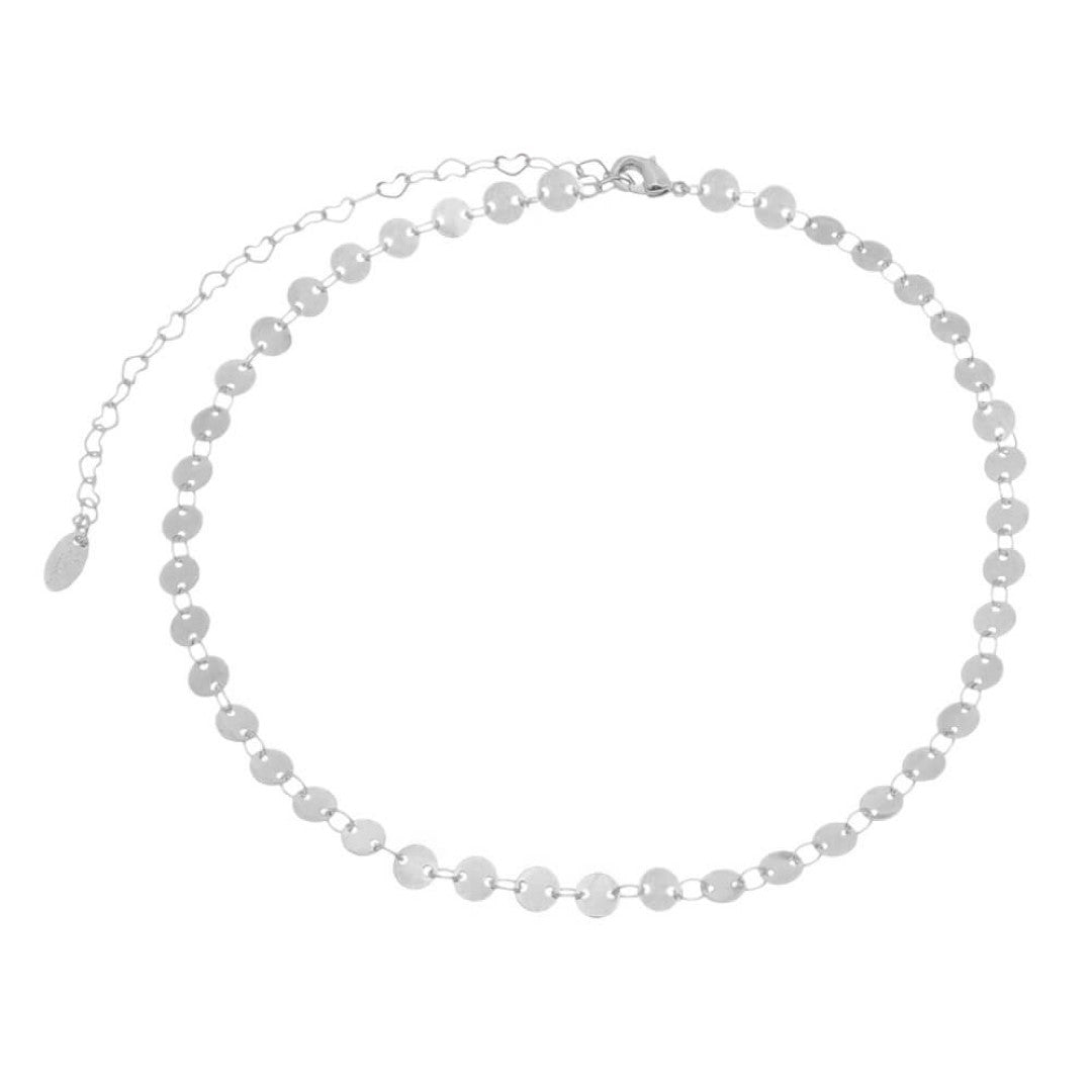 Colar Longo Mari Mini Medalhas Folheado em Ródio Branco