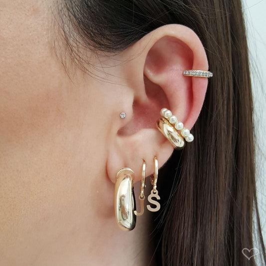 Brinco Argolinha de Letra/inicial Folheada a Ouro 18k