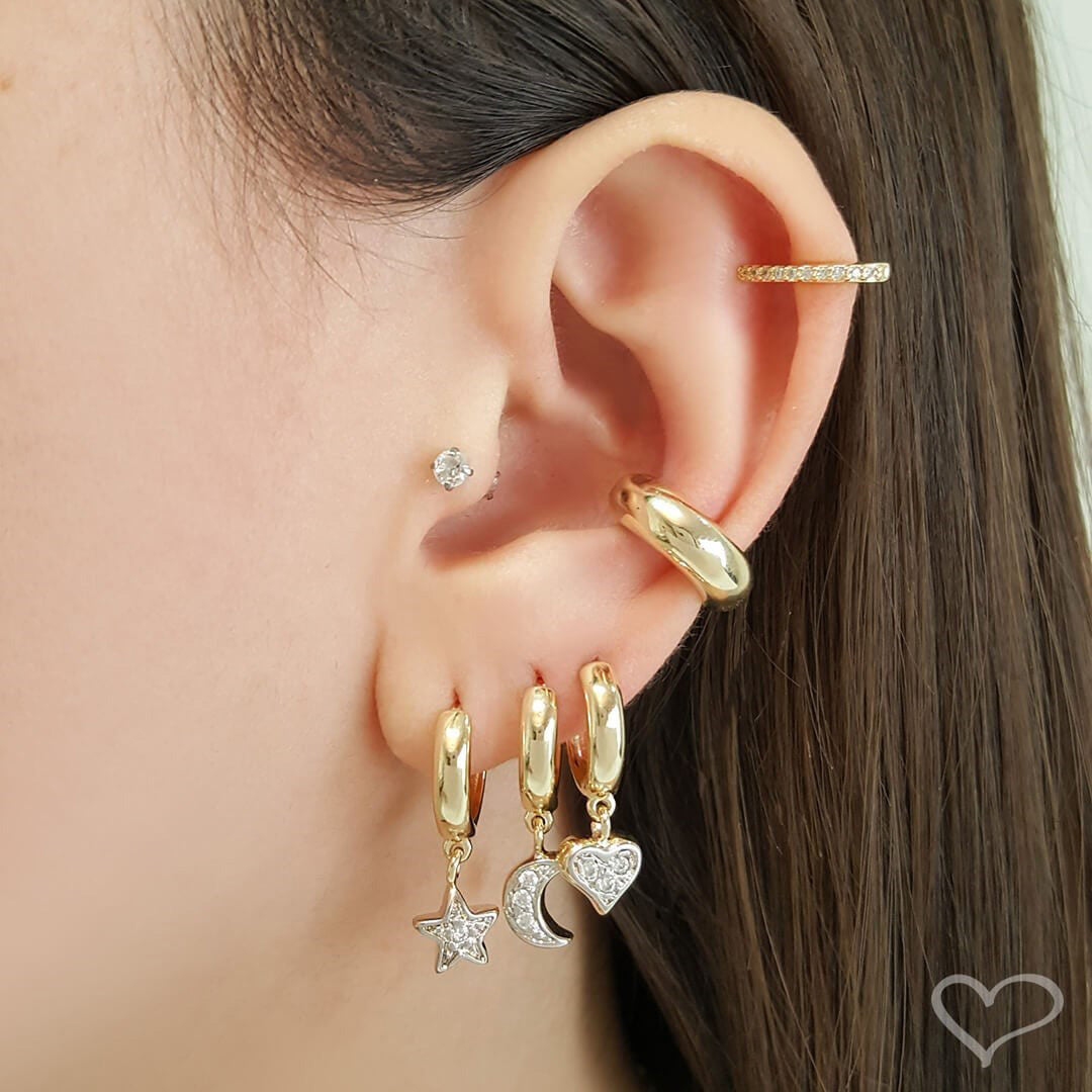 Piercing de Encaixe Piuka Zac Argola Lisa Folheado a Ouro 18k