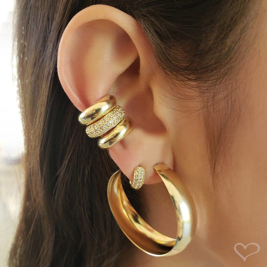 Piercing de Encaixe Piuka Zac Argola Lisa Folheado a Ouro 18k