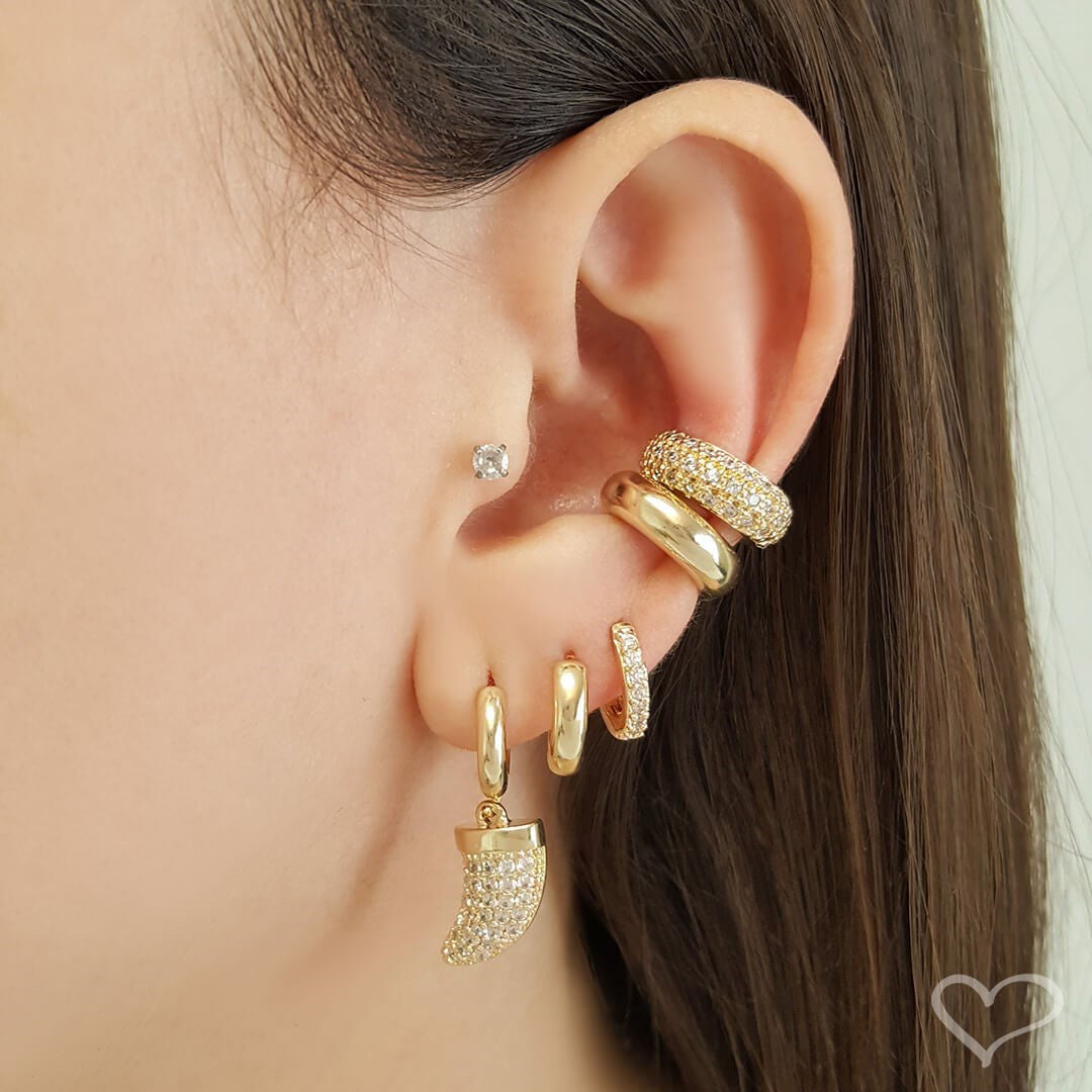 Piercing de Encaixe Piuka Zac Argola Lisa Folheado a Ouro 18k