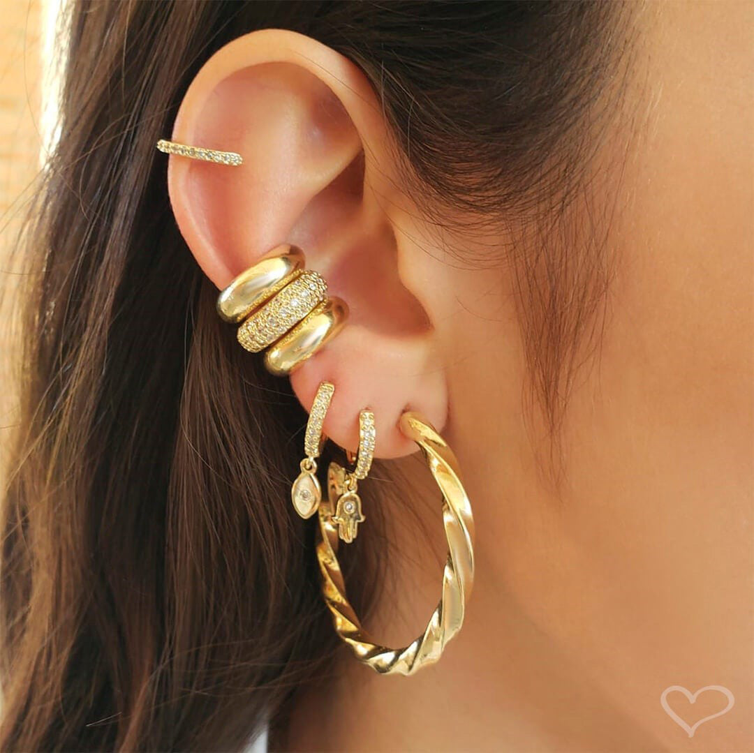 Piercing de Encaixe Piuka Zac Argola Lisa Folheado a Ouro 18k