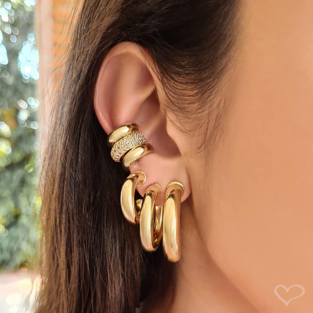 Piercing de Encaixe Piuka Zac Argola Lisa Folheado a Ouro 18k