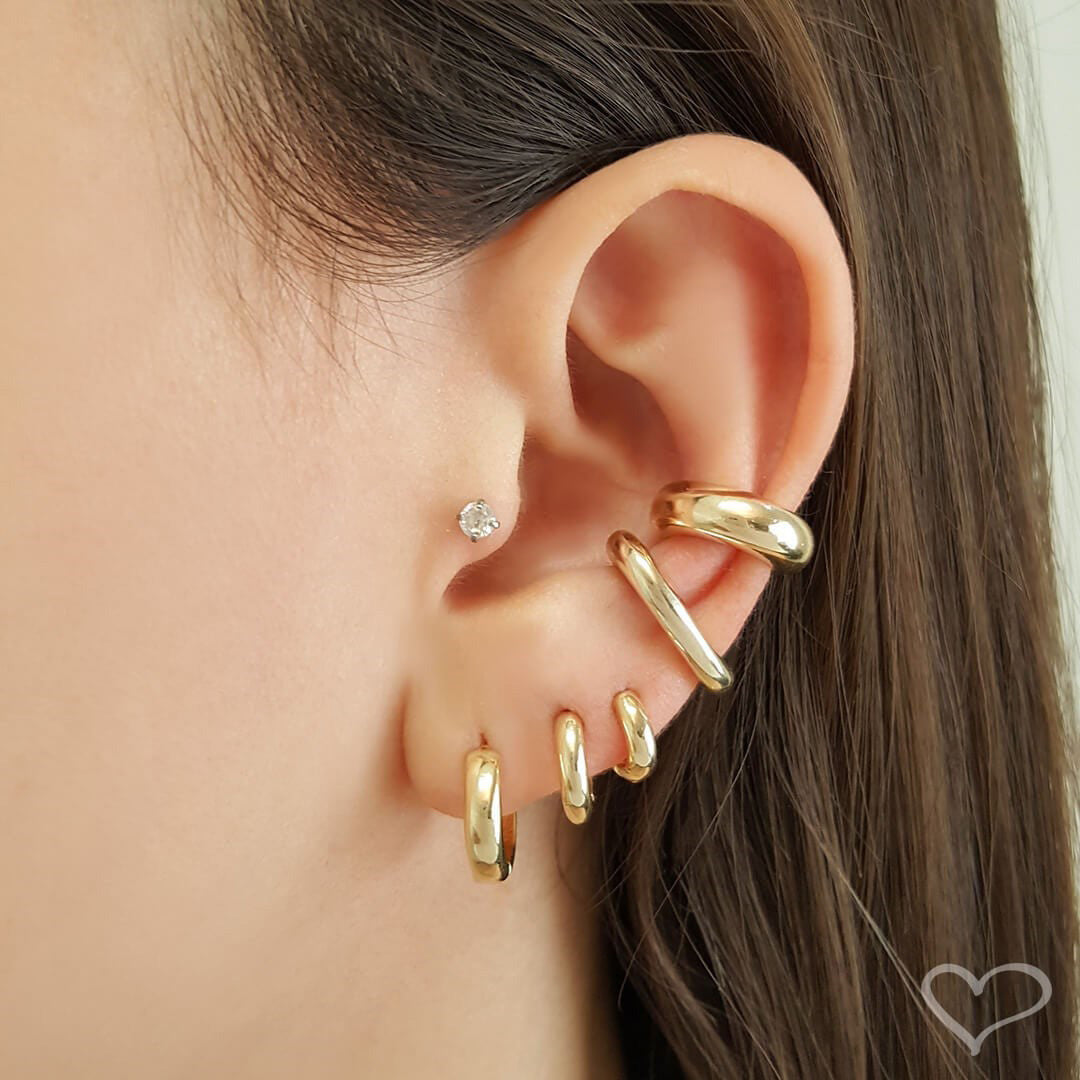 Piercing de Encaixe Piuka Zac Argola Lisa Folheado a Ouro 18k