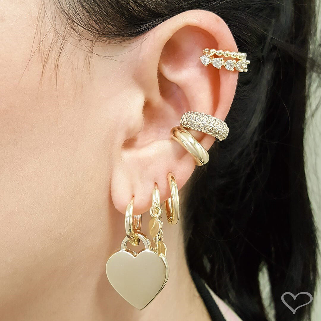 Piercing de Encaixe Piuka Zac Argola Lisa Folheado a Ouro 18k