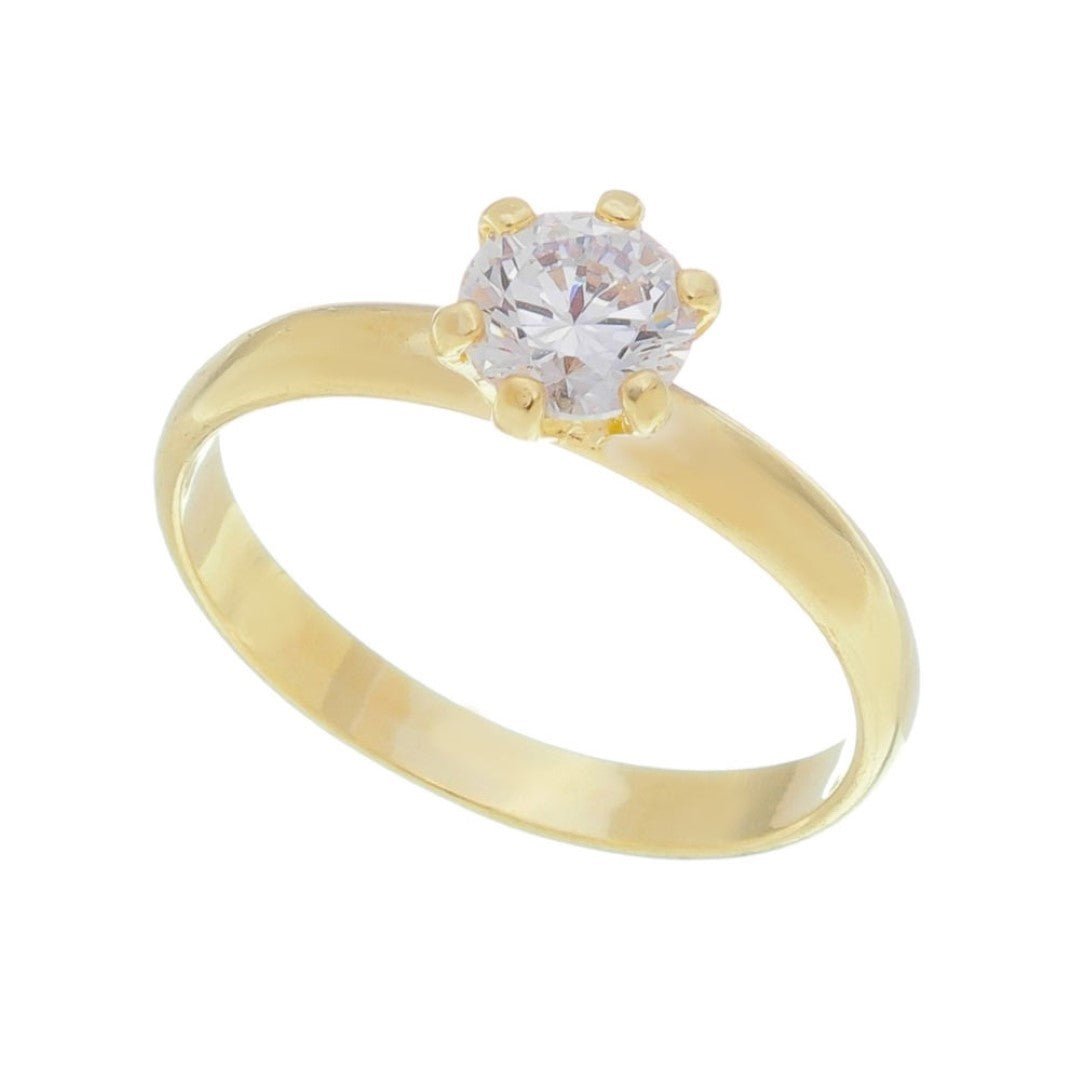 Anel Solitário Piuka Celina Zircônia Cristal Folheado a Ouro 18k