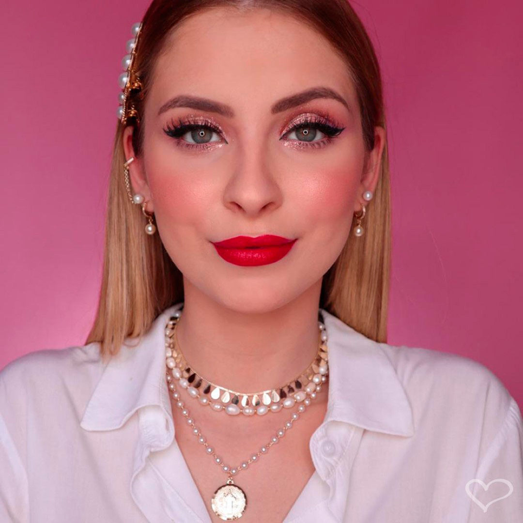 Brinco Ear Line Aline Pérola e Zircônia Cristal Folheado a Ouro 18k