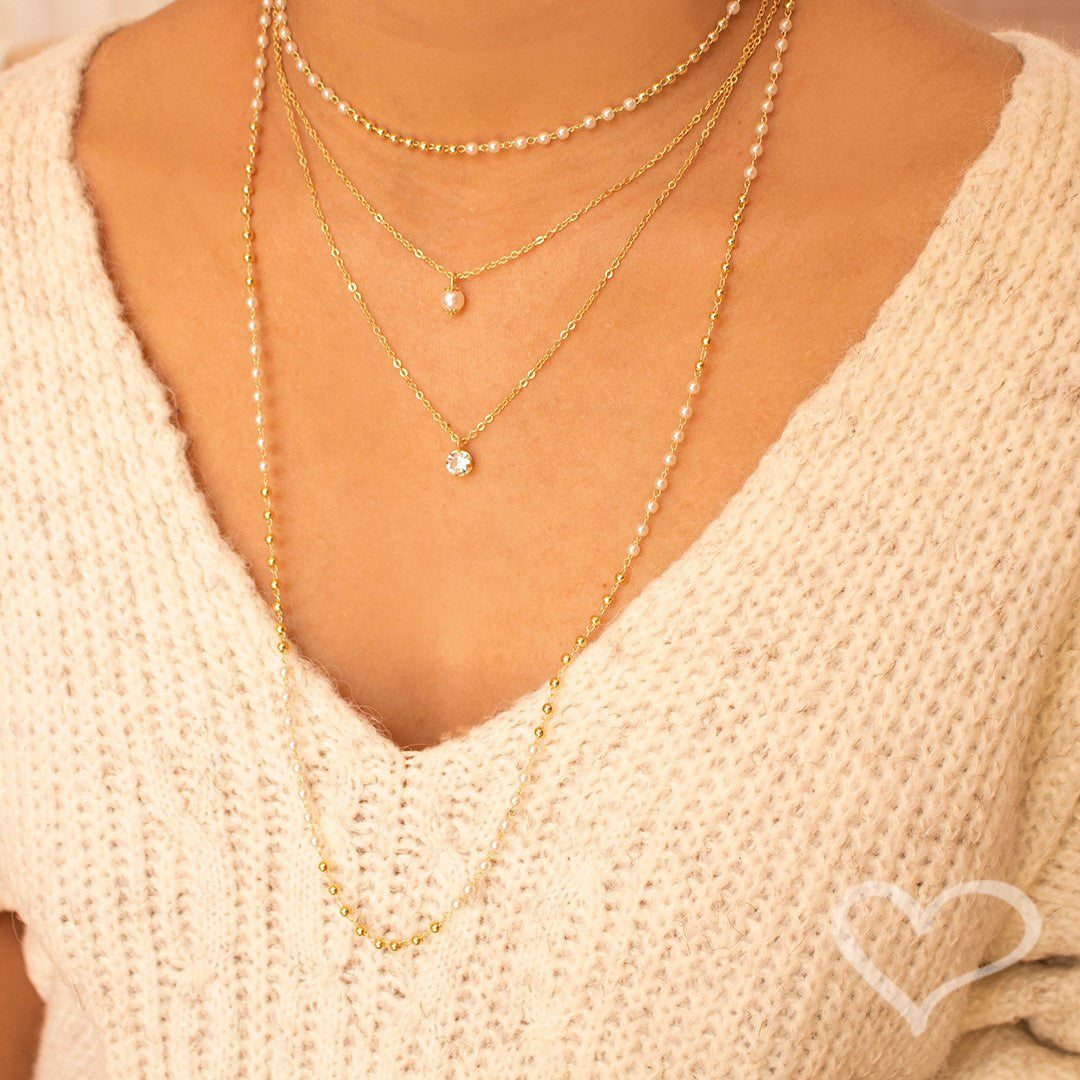 Mix de Colares Lala Pérolas Zircônias Folheado a Ouro 18k