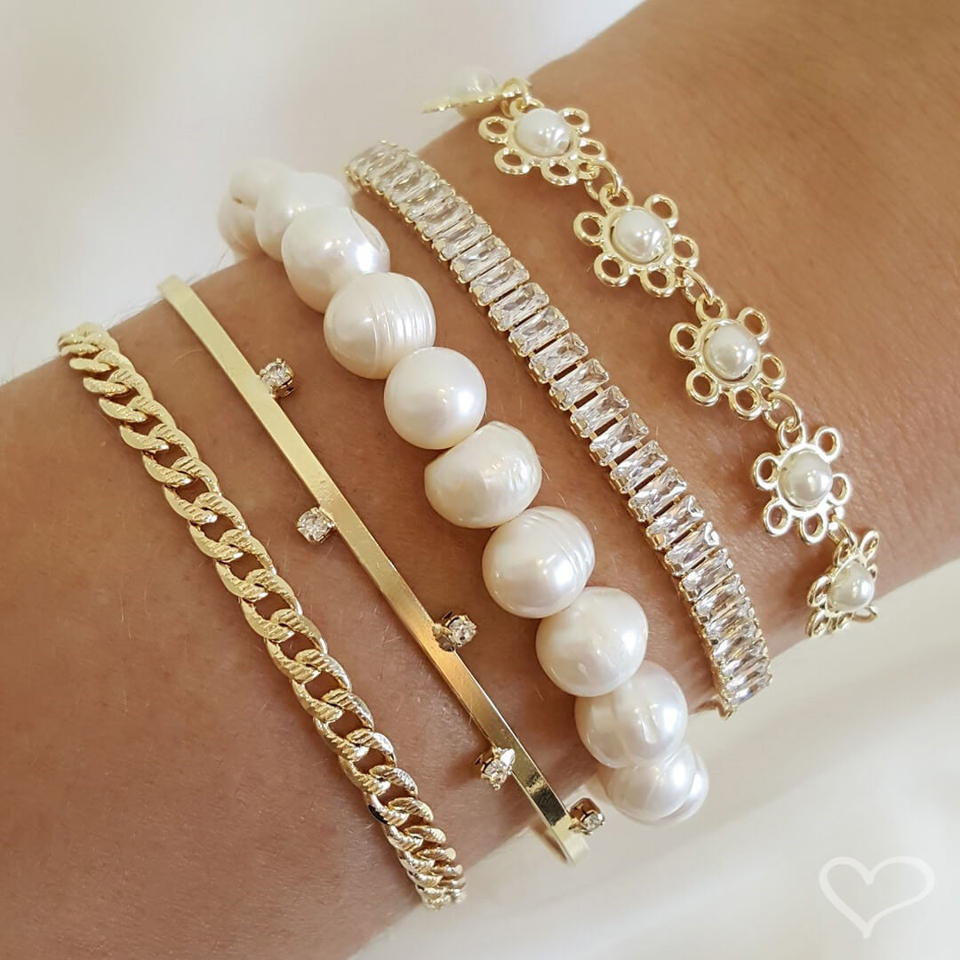 Pulseira Folheada a Ouro 18k Elos Groumet Trabalhados Lica