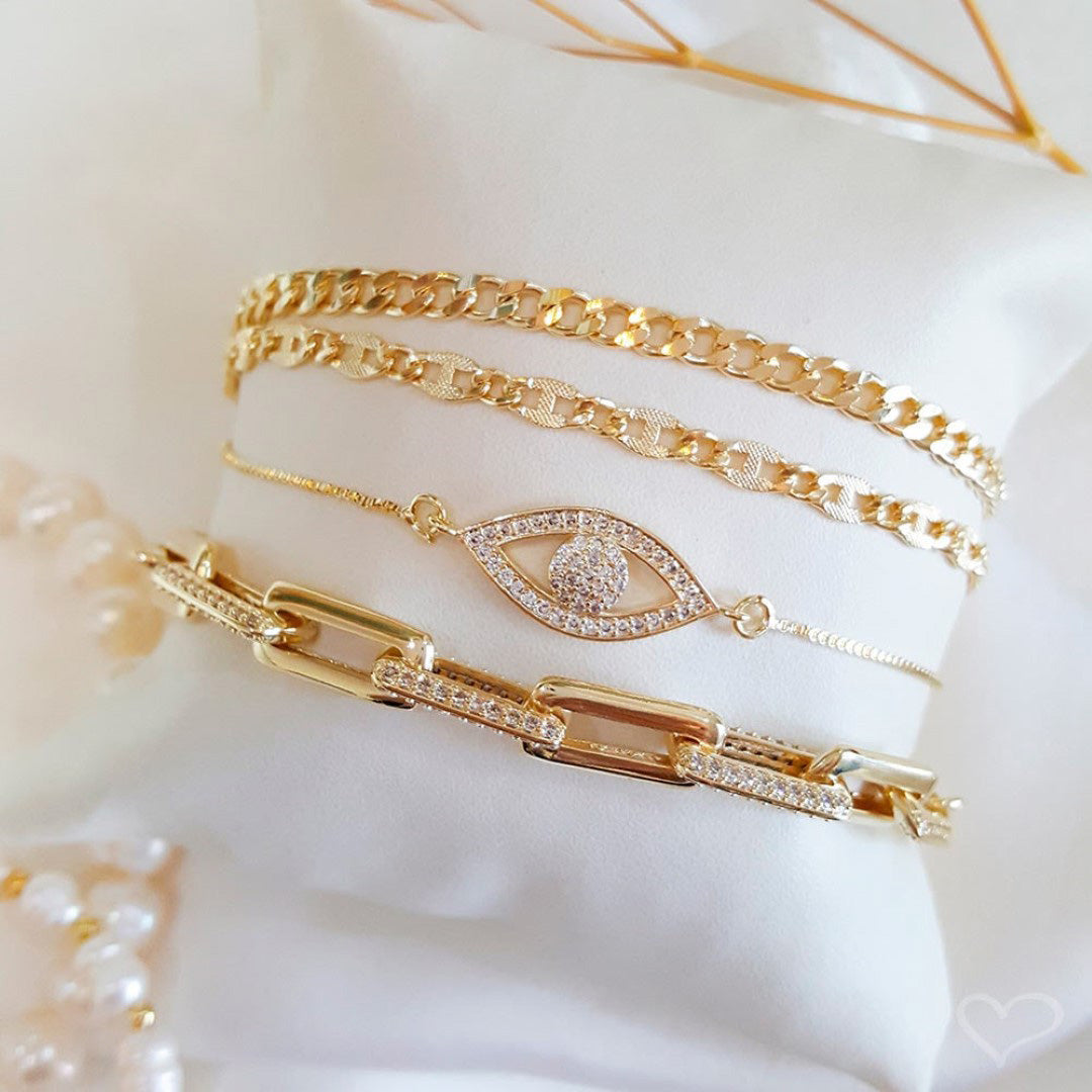 Pulseira Folheada a Ouro 18k Elos Groumet Lili