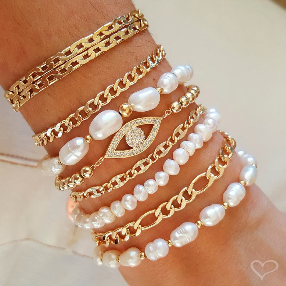 Pulseira Folheada a Ouro 18k Corrente Elos Trabalhada Lu