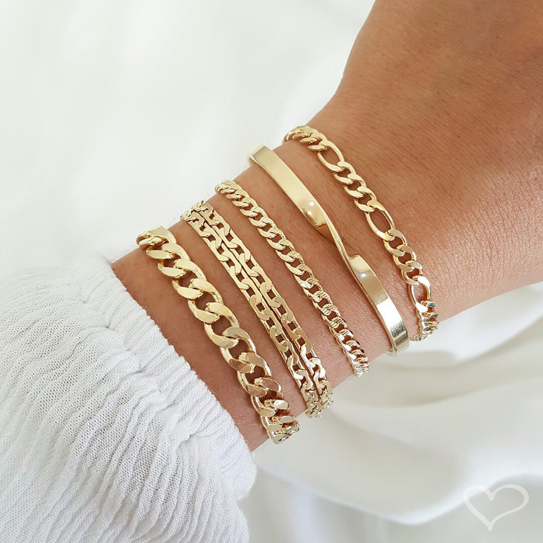 Pulseira Folheada a Ouro 18k Duas Voltas Elos Vic