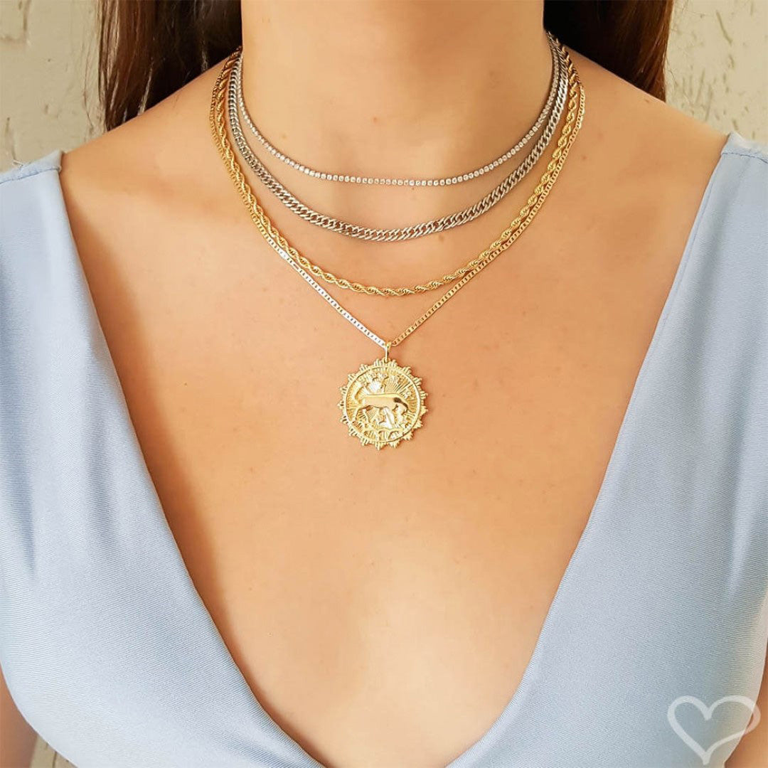 Colar Curto Paula Cordão Baiano Folheado a Ouro 18k