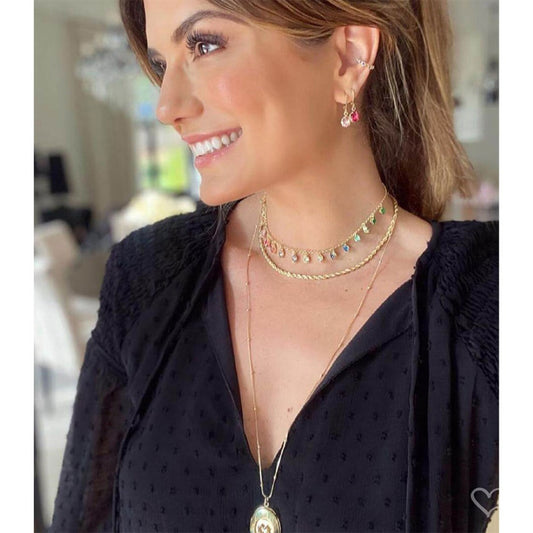 Colar Curto Paula Cordão Baiano Folheado a Ouro 18k