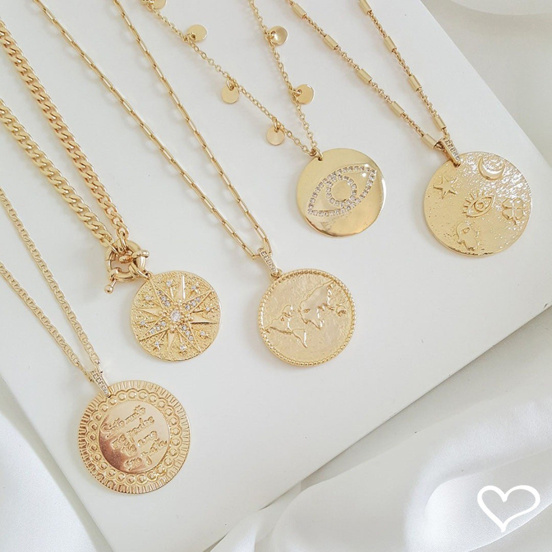 Colar Olho Grego Medalha Ayla Zircônia Folheado a Ouro 18k