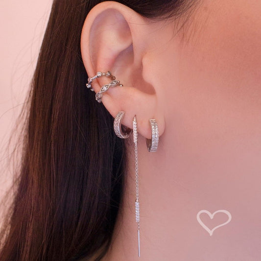 Brinco Cely Fio Folheado em Ródio Branco