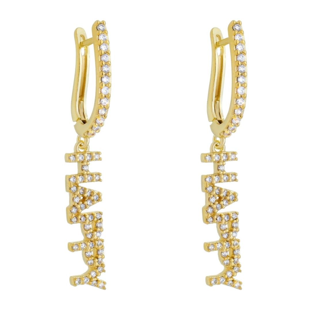 Brinco Argolinha Tina Happy Zircônia Folheado a Ouro 18k
