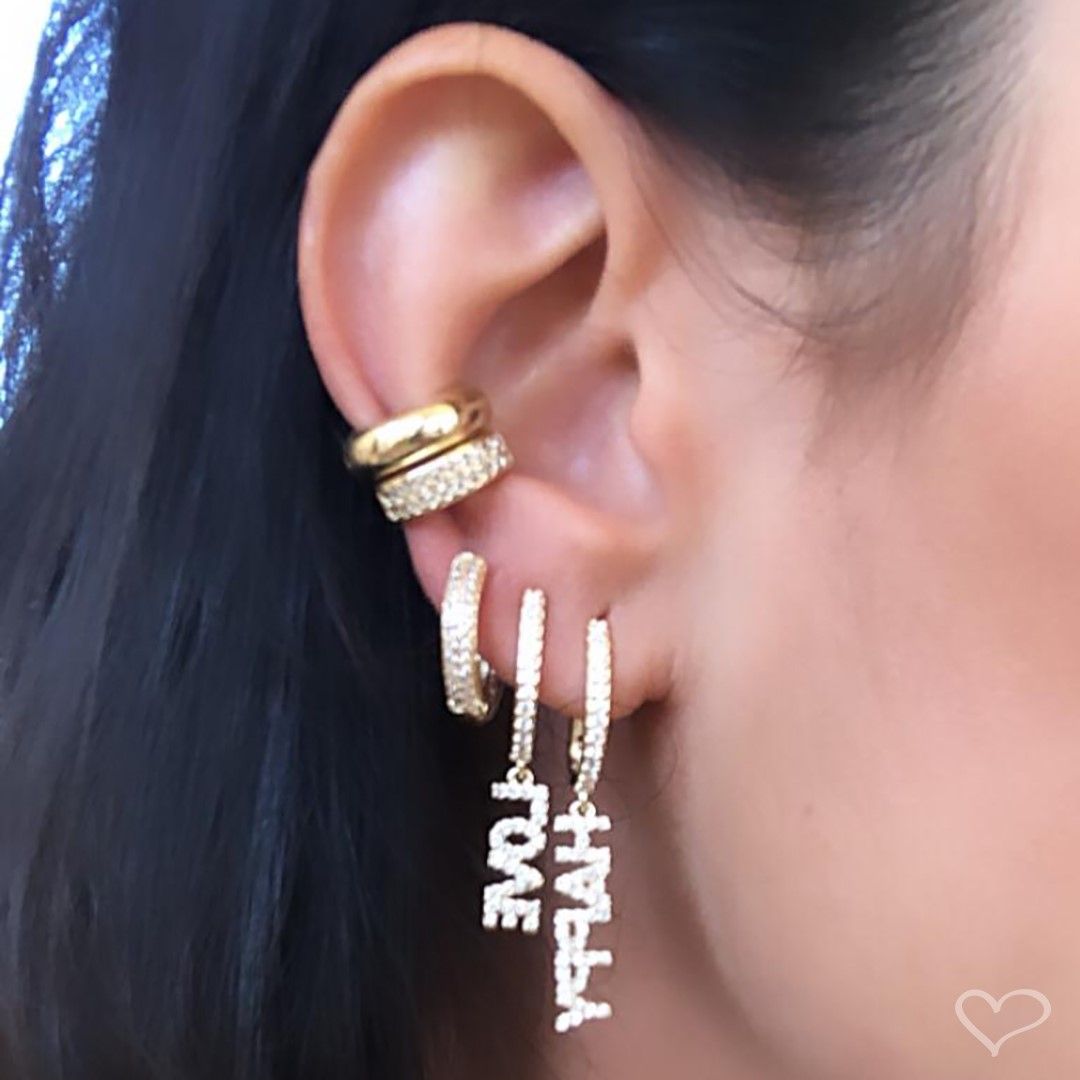 Brinco Argolinha Tina Happy Zircônia Folheado a Ouro 18k