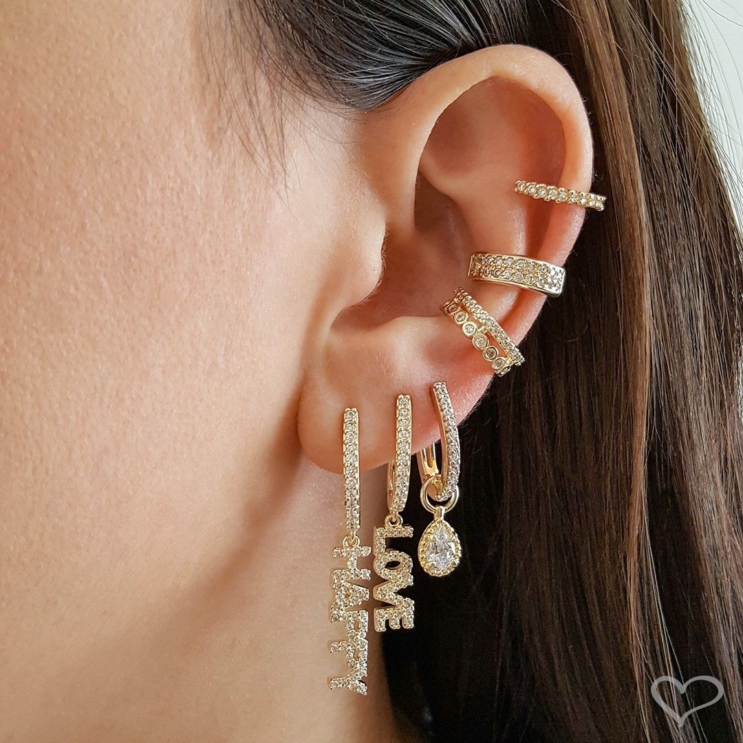 Brinco Argolinha Tina Happy Zircônia Folheado a Ouro 18k