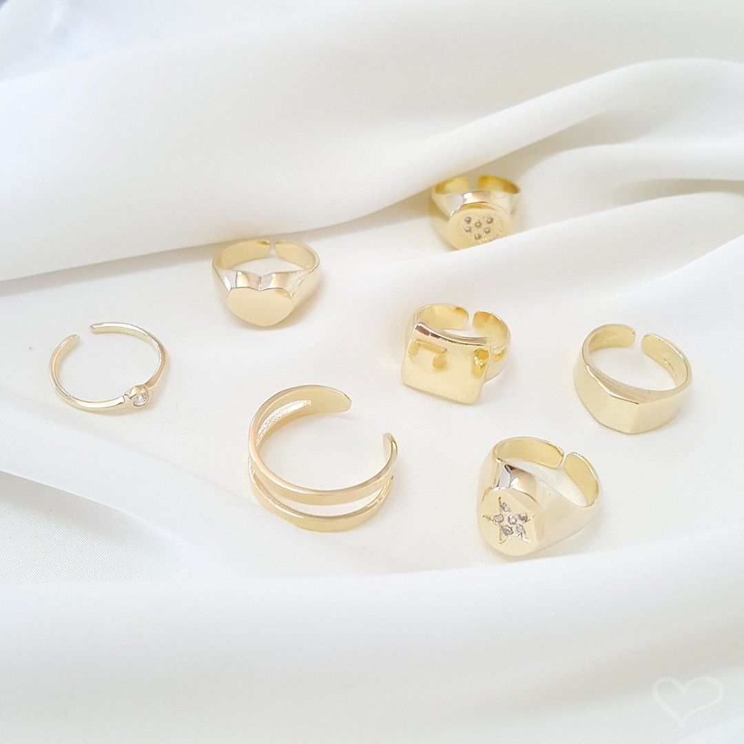 Anel de Dedinho Piuka Lucca Geométrico Folheado a Ouro 18k