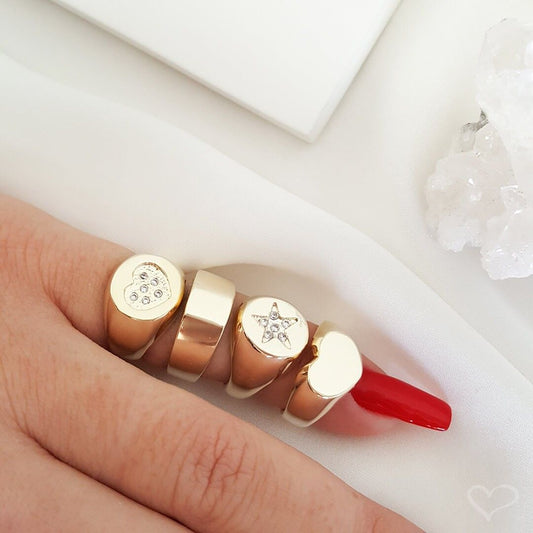 Anel de Dedinho Piuka Lucca Geométrico Folheado a Ouro 18k